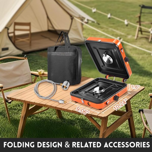 GGC Camping Stove 2 Burner, 20,000 BTU Foldable Camping Stove, Propane Portable Camp Stove with Adjustable Flame, Piezo Ignition & Carry Bag, Portable Stove for Camping, Picnics, and Outdoor Cooking - Image 2