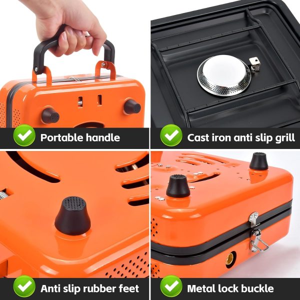 GGC Camping Stove 2 Burner, 20,000 BTU Foldable Camping Stove, Propane Portable Camp Stove with Adjustable Flame, Piezo Ignition & Carry Bag, Portable Stove for Camping, Picnics, and Outdoor Cooking - Image 4
