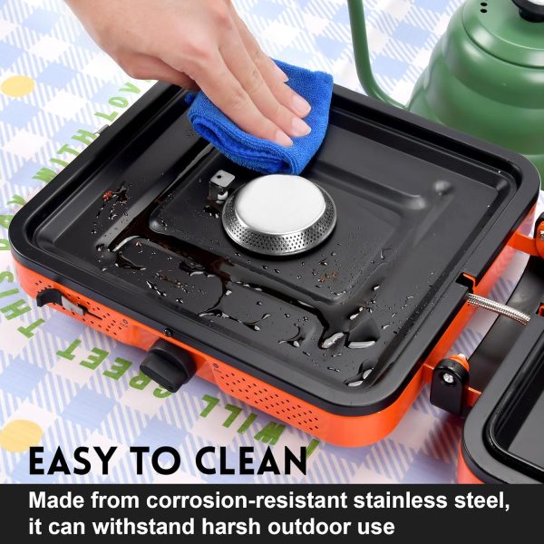 GGC Camping Stove 2 Burner, 20,000 BTU Foldable Camping Stove, Propane Portable Camp Stove with Adjustable Flame, Piezo Ignition & Carry Bag, Portable Stove for Camping, Picnics, and Outdoor Cooking - Image 6
