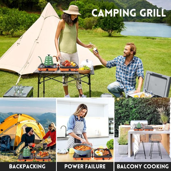 GGC Camping Stove 2 Burner, 20,000 BTU Foldable Camping Stove, Propane Portable Camp Stove with Adjustable Flame, Piezo Ignition & Carry Bag, Portable Stove for Camping, Picnics, and Outdoor Cooking - Image 7