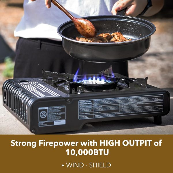 The First Penguin Portable Camping Stove - with Carrying Case 10,000 BTU Great for Emergency Preparedness Kit, High Power Butane Stove, Perfect for Camping, Hiking and Emergency-Grey - Image 5